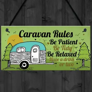 Red Ocean Caravan Rules Plaque Funny Novelty Garden Sign Birthday Gift For Caravan Campervan Motorhome Lovers