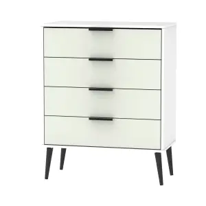 Ready assembled Matt grey & white 4 Drawer Chest of drawers (H)910mm (W)765mm (D)395mm