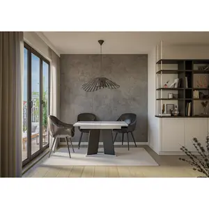 Extendable Dining Table Alekzander Light Grey/Black