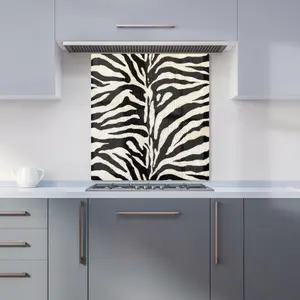 White Tiger Print Premium Glass Kitchen Splashback W900mm x H650mm