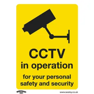 CCTV In Operation Safety Sign - Rigid Plastic Warning Sign 75 x 100mm