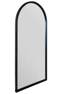 MirrorOutlet Arcus - Black Metal Framed Arched Wall Mirror 47" X 23.5" (120CM X 60CM)