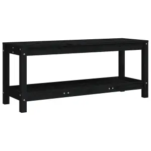 Berkfield Garden Bench Black 108x35x45 cm Solid Wood Pine