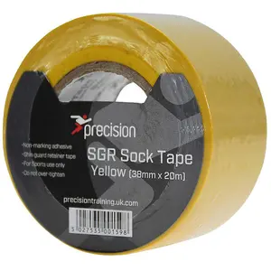 5 PACK - 38mm x 20m YELLOW Sock Tape - Football Shin Guard Pads Holder Tape