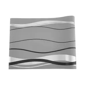 Dark Grey Non Woven Patterned Wallpaper, Wavy Striped Wallpaper Roll, Non Self Adhesive Wallpaper 5m²