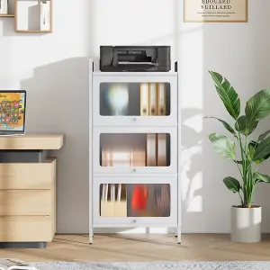 Metal File Cabinet for Home Office Storage White Cabinet with 3 Shelves