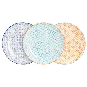 Nicola Spring - Hand-Printed Dinner Plates - 25.5cm - 3 Colours - Pack of 6