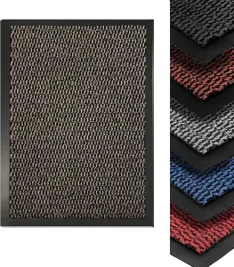 Heavy Duty Indoor & Outdoor Rubber Non-Slip Absorbent Barrier Mat - Brown 60 x 90 cm