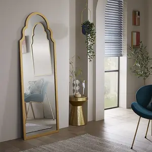 Leaner Mirror Casablanca Arched Shape with Gold Frame- H 170cm X W 60cm for Hanging in any Room, Bedroom