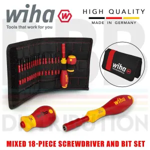 Wiha SlimBit Screwdriver Phillips Slotted Flat 19pcs 1000v VDE Electrician 41231