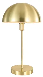 GoodHome Songor Modern Round Brushed Brass effect Eco halogen Table lamp