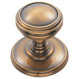 2x Ringed Tiered Cupboard Door Knob 25mm Diameter Bronze Cabinet Handle