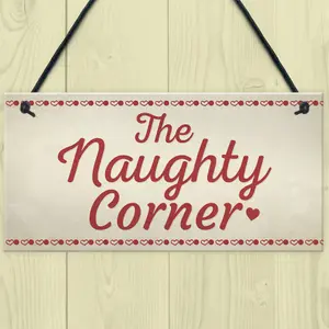 Red Ocean Naughty Corner Novelty Hanging Sign Home Wall Door Plaque Funny Children Gift