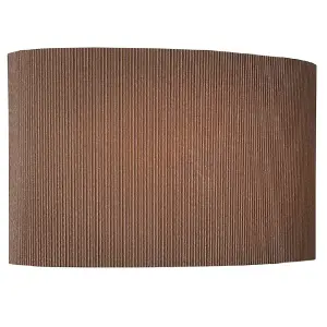 Britalia BROPO4175 Antique Brass Modern Concave Curved Table Lamp with Brown Oval Micro Pleat Shade 53cm