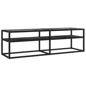 Berkfield TV Cabinet Black Marble 140x40x40.5 cm Tempered Glass