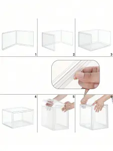 SONGMICS Shoe Boxes, Set Of 6, Stackable Storage Trunk With Door, Plastic, Size Up To 46, 28 X 36 X 22 Cm, Transparent