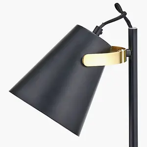 Black and Brushed Brass Task Floor Lamp