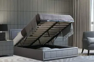 Small Double Grey Ottoman Storage Bed Frame With Pocket Sprung Mattress