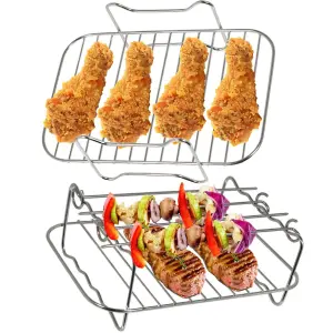 SPARES2GO Grill Shelf Racks Compatible with Instant Vortex Plus 7.6L Air Fryer (+ 4 Skewers)