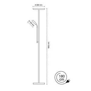 Luminosa Teo Dimmable LED Floor Lamp 18.5W and Reading Light 4.5W Nickel