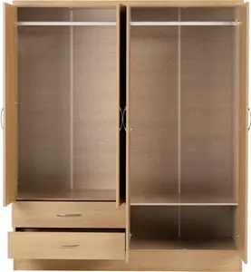 Cascio 4 Door Wardrobe Zipcode Design Finish: Sonoma Oak Effect