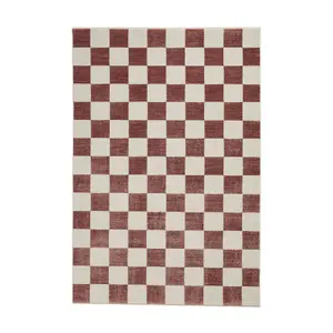 Baltimore 66618 Checkerboard Geometric Modern Rugs in Plum Purple - 160x220cm