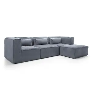 Doris Modular Corner Sofa in Dark Grey Cord Chenille