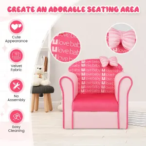 Costway Kids Sofa Children Armrest Upholstered Chair Cute Pattern Armchair Solid Frame