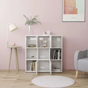 Berkfield Book Cabinet High Gloss White 90x30x90 cm Engineered Wood