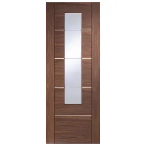 Internal Walnut Pre-Finished Portici Door with Clear Glass  - 1981 x 838 x 35mm (33")