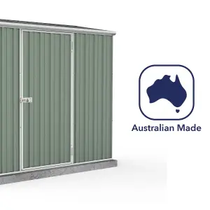 Absco 7.5ft x 3ft Metal Storage Shed Pent Roof Single Door Green Garden Building