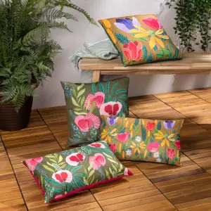 Wylder Nature House of Bloom Poppy Rectangular UV & Water Resistant Outdoor Polyester Filled Cushion