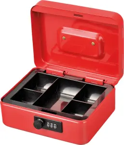 3-Digit Combination Home Office Cash Document Safe Box with Coin Tray- Red