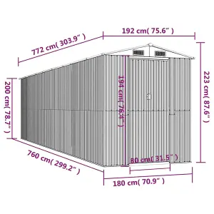 Berkfield Garden Shed Light Brown 192x772x223 cm Galvanised Steel