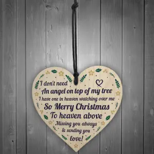 Christmas Memorial Decoration Hanging Wooden Heart Memorial Plaque For Mum Dad Nan