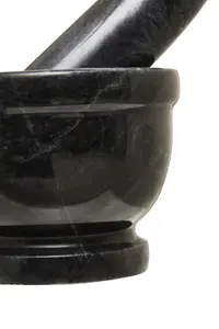 Maison by Premier Salerno Black Marble Mortar And Pestle With Rim