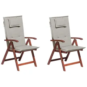 Set of 2 Garden Chairs with Cushions TOSCANA Acacia Wood Taupe