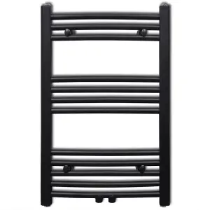 Bathroom Heating Towel Rail Radiator Curve 500x764 mm Black