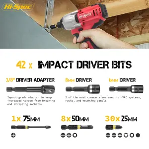 Hi-Spec 44pc Impact Drill Driver Screw Bit Set. 25mm & 50mm S2 Steel. Pozi Driv, Torx, Phillips & Nut Screwdriver Bits