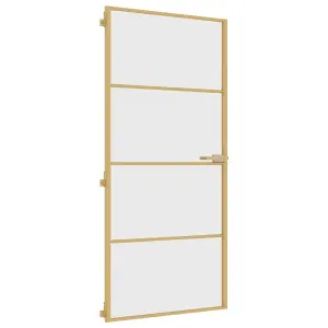 Berkfield Interior Door Slim Golden 93x201.5 cm Tempered Glass and Aluminium