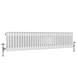 Right Radiators 300x1460 mm Horizontal Traditional 2 Column Cast Iron Style Radiator White