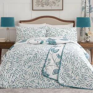 Polyester Floral Duvet Cover Set with Pillowcases Teal / Single Duvet Cover + 1 Standard Pillowcase