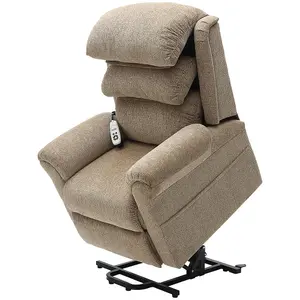 Dual Motor Rise and Recline Armchair - Waterfall Pillow Oatmeal Chenille Fabric