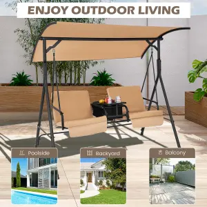 Costway 2 Person Porch Swing W/ Canopy Outdoor Canopy Swing Chair Loveseat