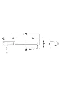 Contemporary Wall Mount Round Shower Arm - 328mm - Chrome