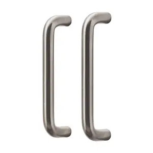 GoodHome Gen Nickel effect Kitchen cabinets D-shaped Pull Handle (L)10.6cm (D)30mm, Pack of 2