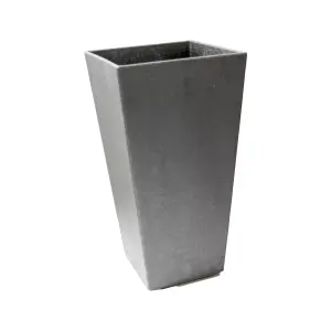 Primeur Sonata Matt Pewter Plain Square Plant pot (Dia) 26cm, (H)50cm