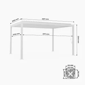 sweeek. 3x4m louvered aluminium pergola with adjustable slats Palace Anthracite 392x292x211 cm