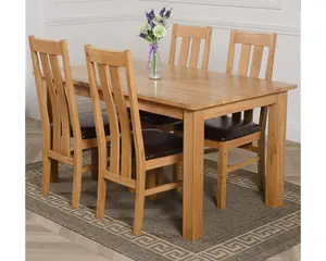 Oslo 150 x 90 cm Medium Oak Dining Table and 4 Chairs Dining Set with Princeton Chairs