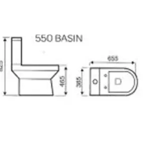 Premium OPEN BACK COMFORT HEIGHT Toilet Set (Reims) - Rimless Pan - Cistern - Soft Close Seat - Includes Chrome Flush Button